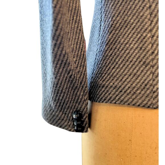 Vintage Armani Collezioni Small Jacket Black Herringbone Blazer Made in Italy - Picture 7 of 12